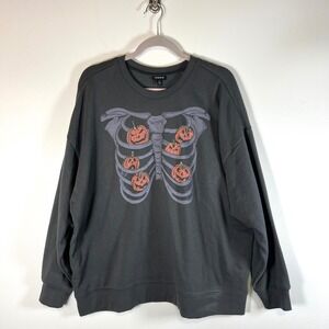 Torrid Skeleton Pumpkin Rib Cage Graphic Sweatshirt Pullover Women Size 0